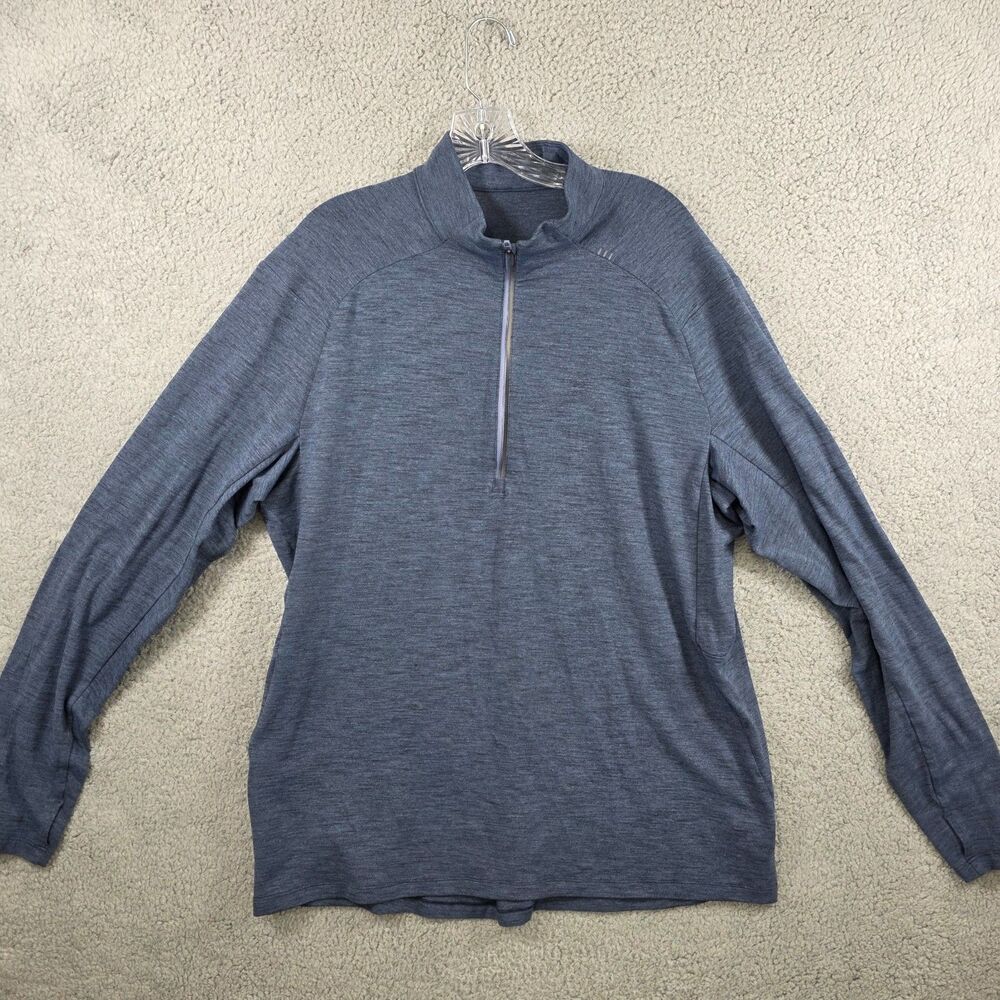 Lululemon Surge Warm Half Zip Stretch Performance Size 2XL Men's Heathered Blue